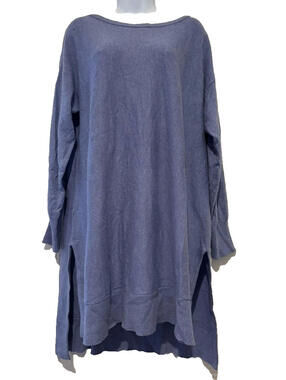 Soft Surroundings sz 1X blue cotton wool cashmere blend long sleeve sweater#3130